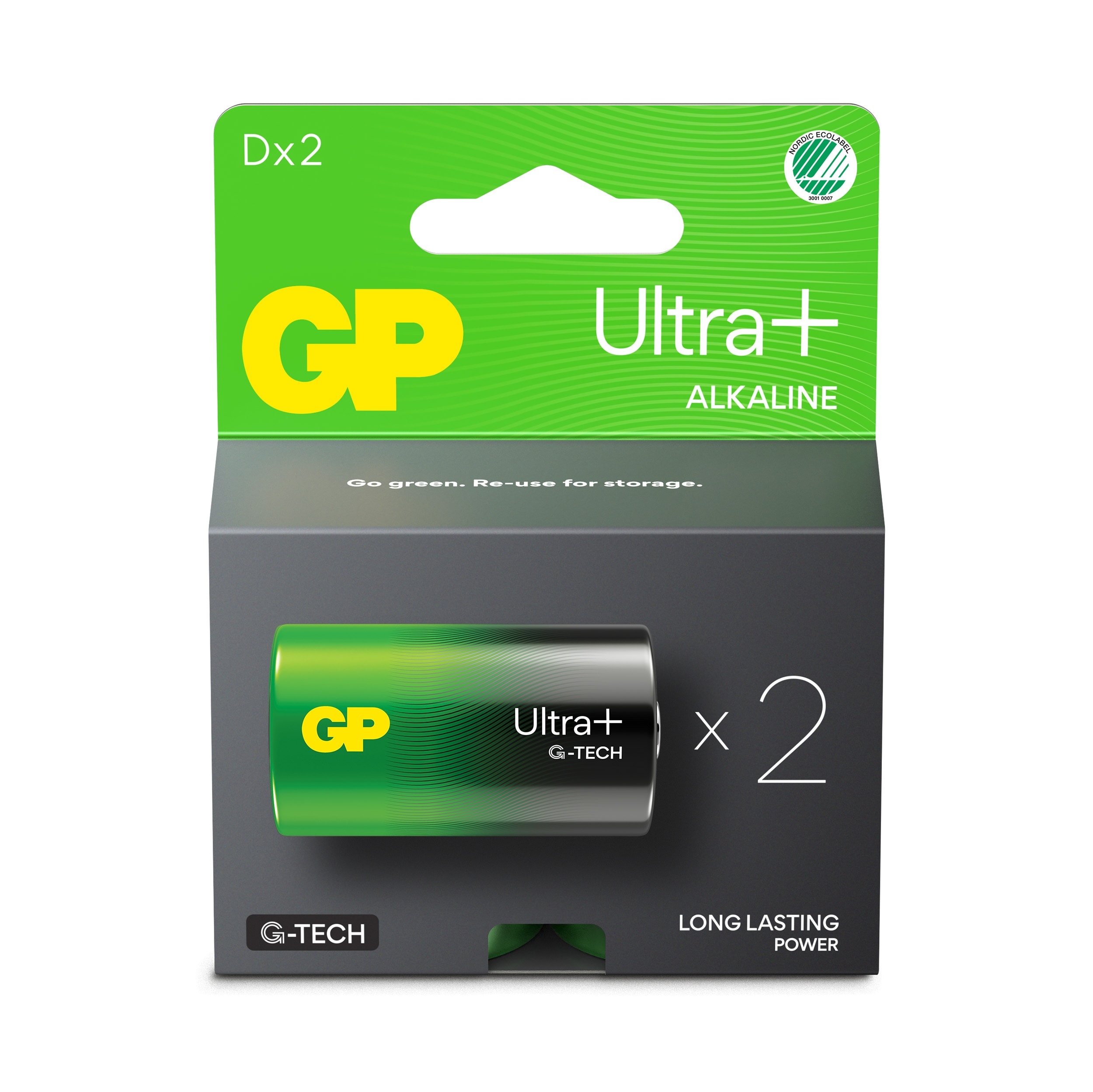 GP Ultra Plus Alkaline D-paristo, 13AUP/LR20, 2-pakkaus